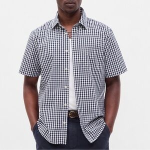 GAP Men's Standard Fit Casual Button Down Preppy Navy Blue Gingham Shirt Sz XXL